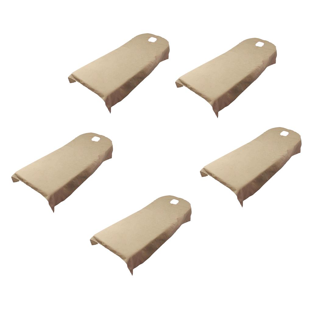 5 Pieces Soft Beauty Massage SPA Bed Cover Sheet With Breath Hole Camel