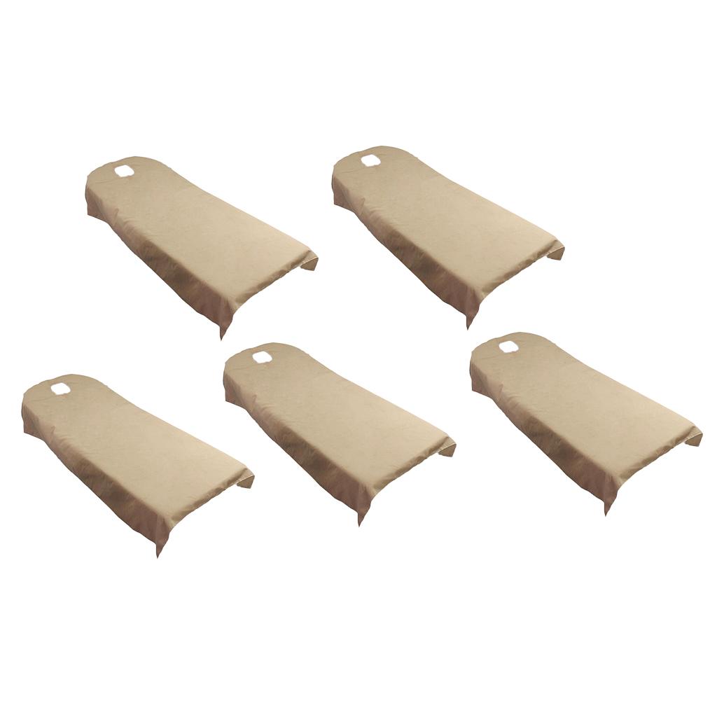 5 Pieces Soft Beauty Massage SPA Bed Cover Sheet With Breath Hole Camel
