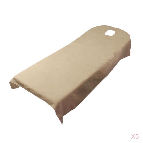 5 Pieces Soft Beauty Massage SPA Bed Cover Sheet With Breath Hole Camel