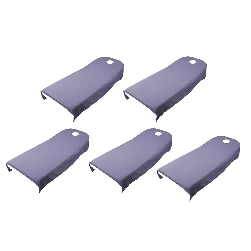 5 Pieces Soft Beauty Massage SPA Bed Cover Sheet With Breath Hole Purple