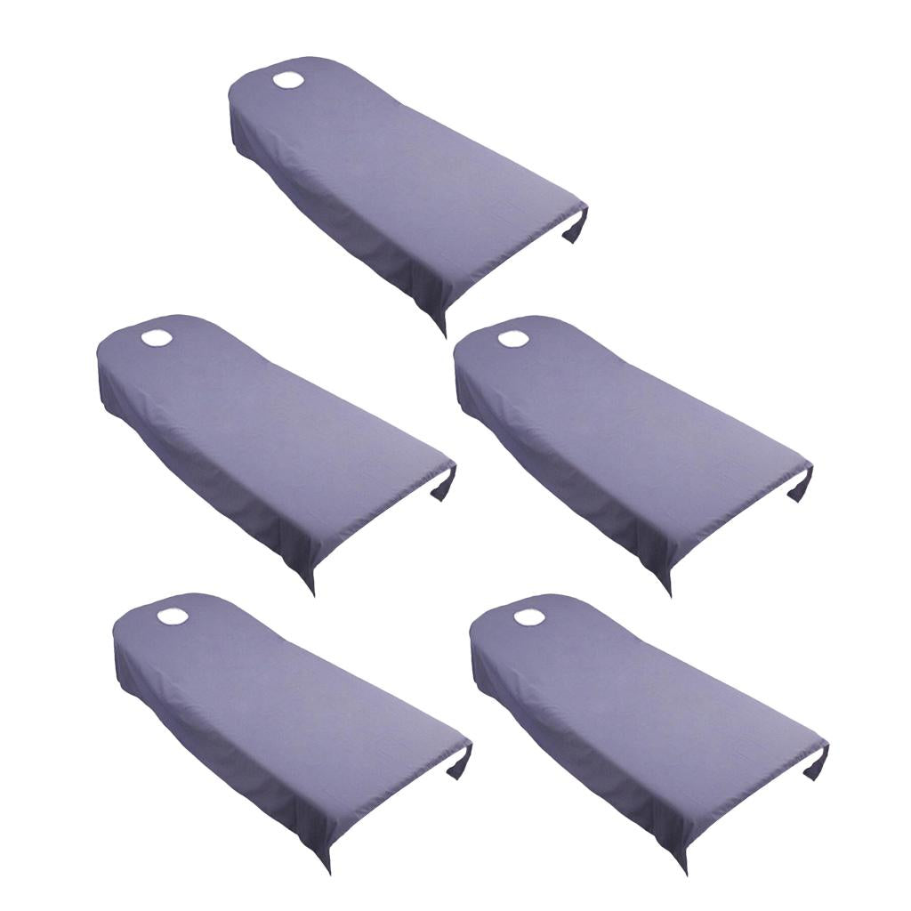 5 Pieces Soft Beauty Massage SPA Bed Cover Sheet With Breath Hole Purple