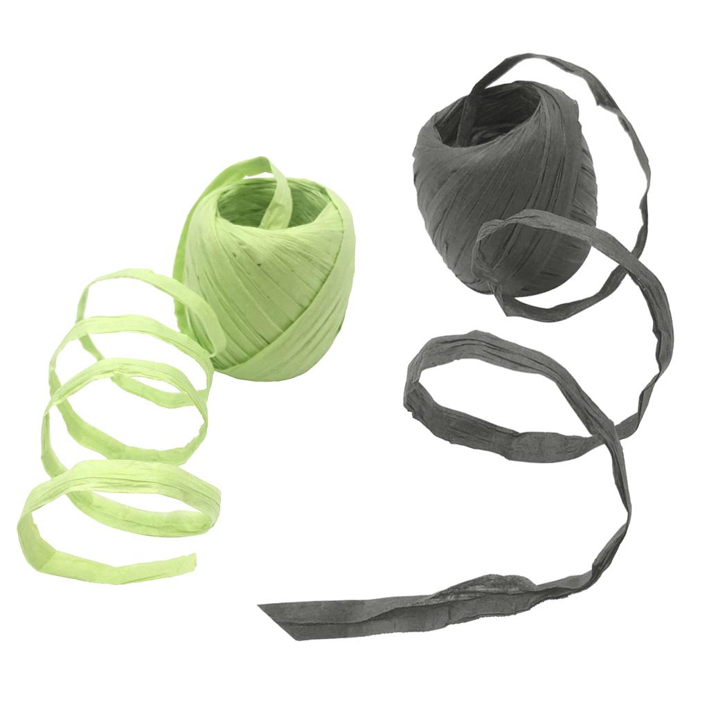 2 Rolls Raffia Paper Ribbon Gift Package String Scrapbooking Crafts Decor