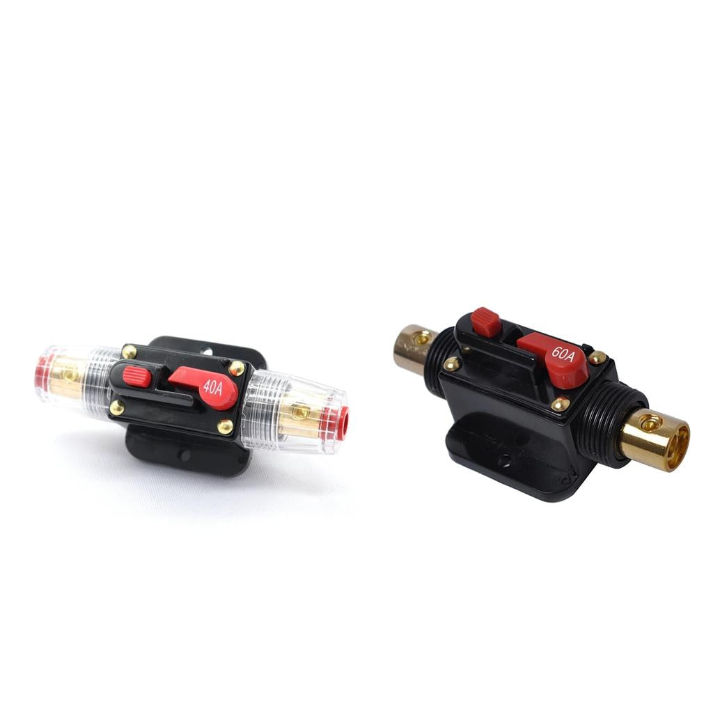 2X 12V Car Audio Fuse Holder 4-8 AWG Inline Circuit Breaker Protector 40/60A