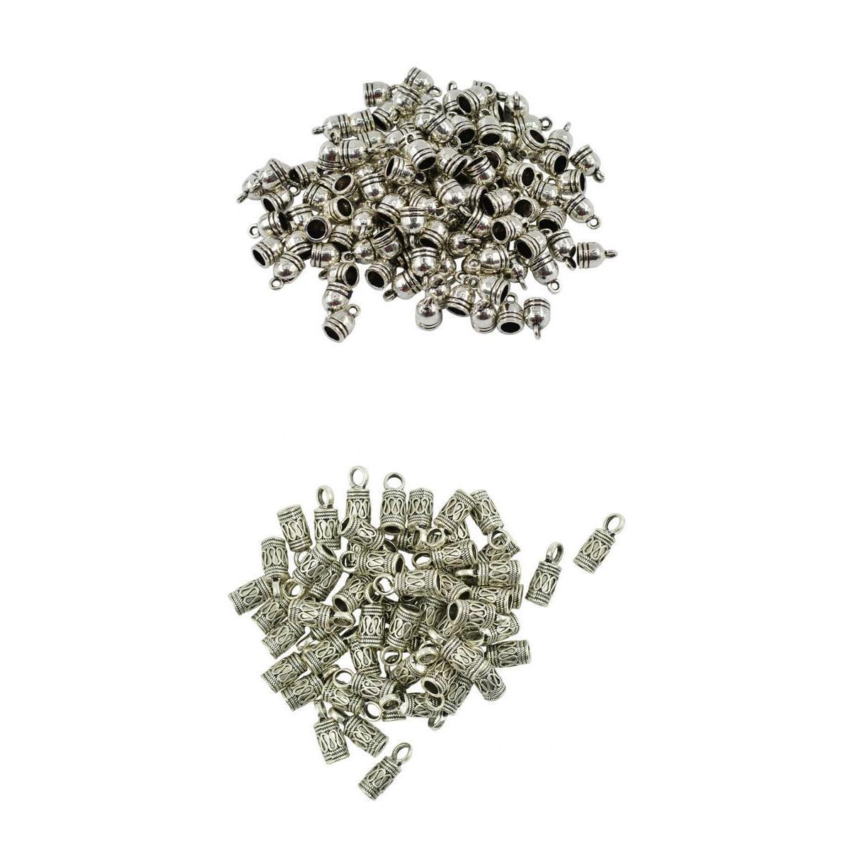 150 Pieces Bell Shape End Cap Cord Connector for Jewelry Making Findings