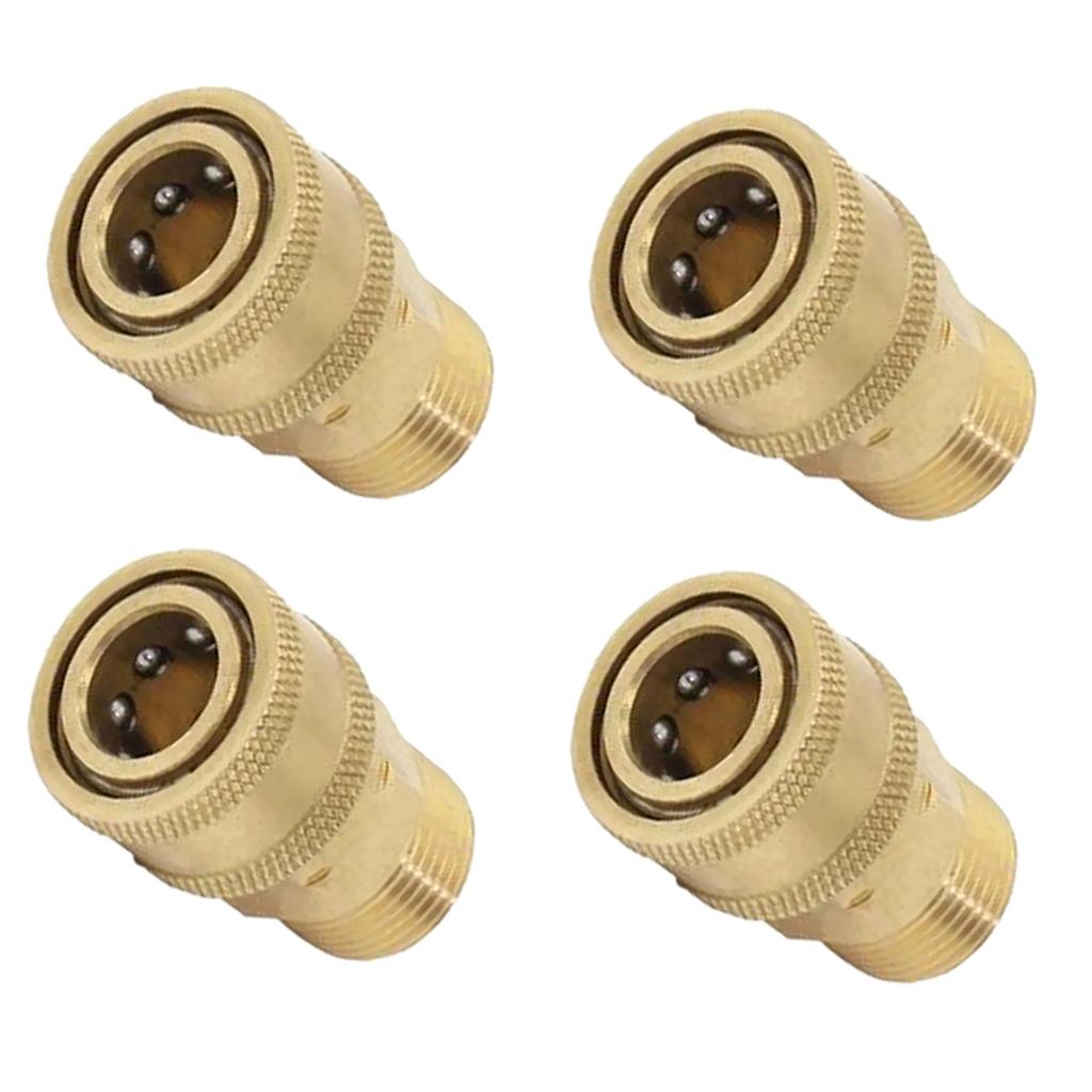 4x Pressure Washer Quick Release Mini M22 Female to 1/4 Male Brass Coupling
