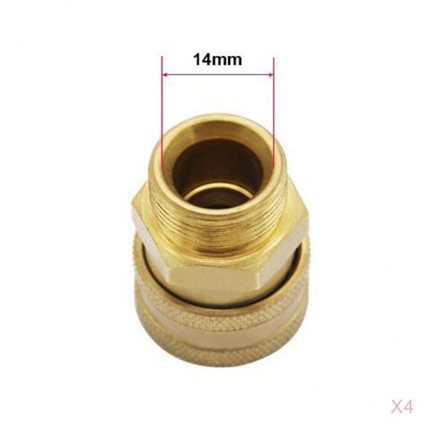 4x Pressure Washer Quick Release Mini M22 Female to 1/4 Male Brass Coupling