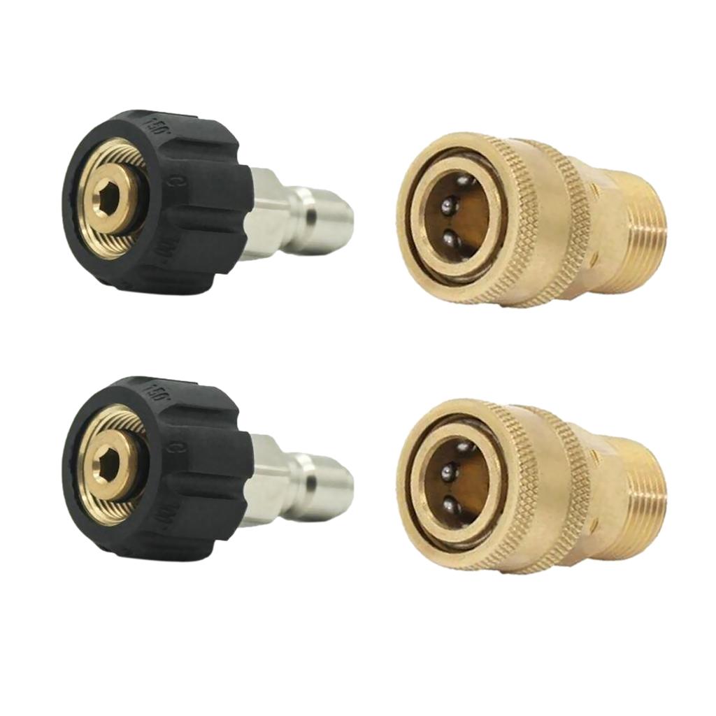 2 Set Pressure Washer Quick Release M22/14 to 1/4 Plug Brass Quick Connector