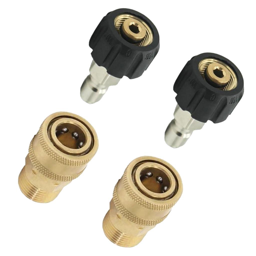 2 Set Pressure Washer Quick Release M22/14 to 1/4 Plug Brass Quick Connector
