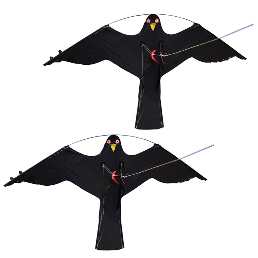 2x #2 Large Hawk Kite Bird Scarer Protect Farmer Crop Windsock Scarecrow Toy