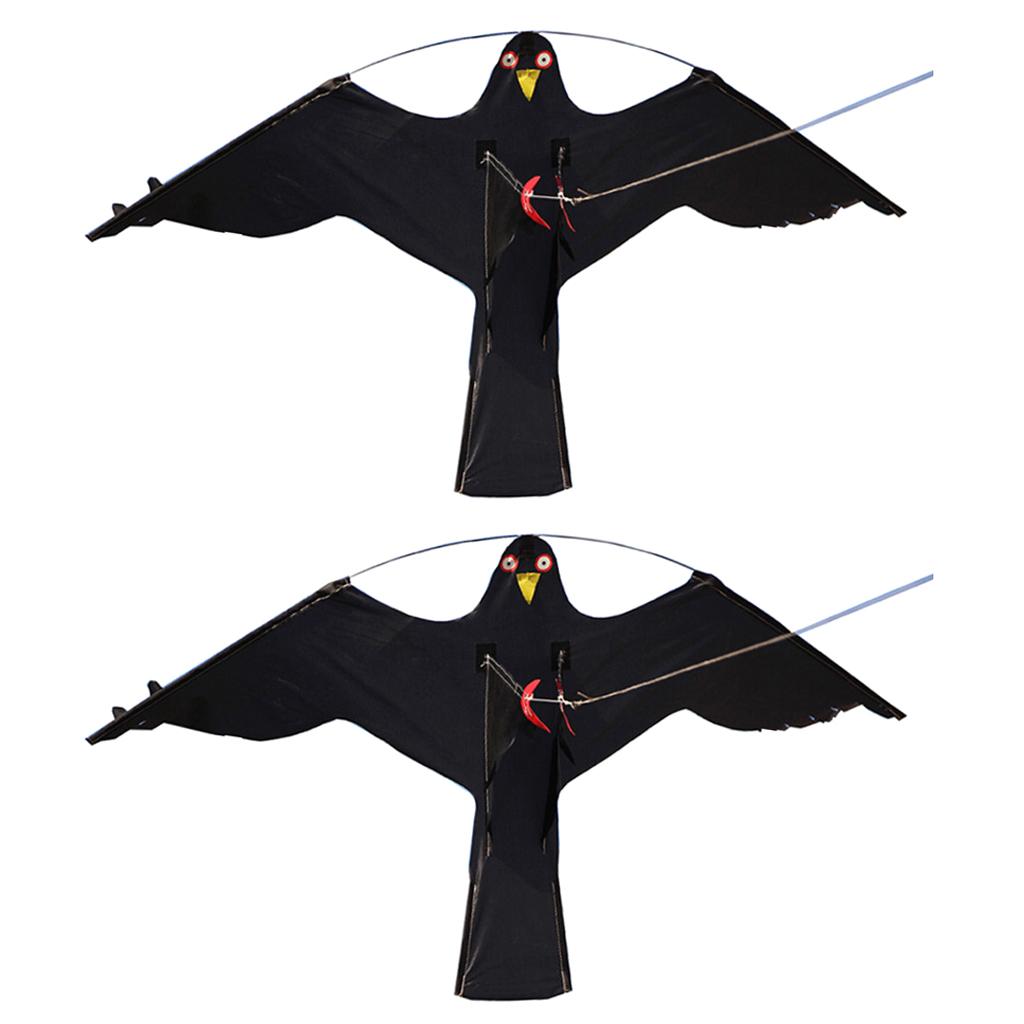 2x #2 Large Hawk Kite Bird Scarer Protect Farmer Crop Windsock Scarecrow Toy