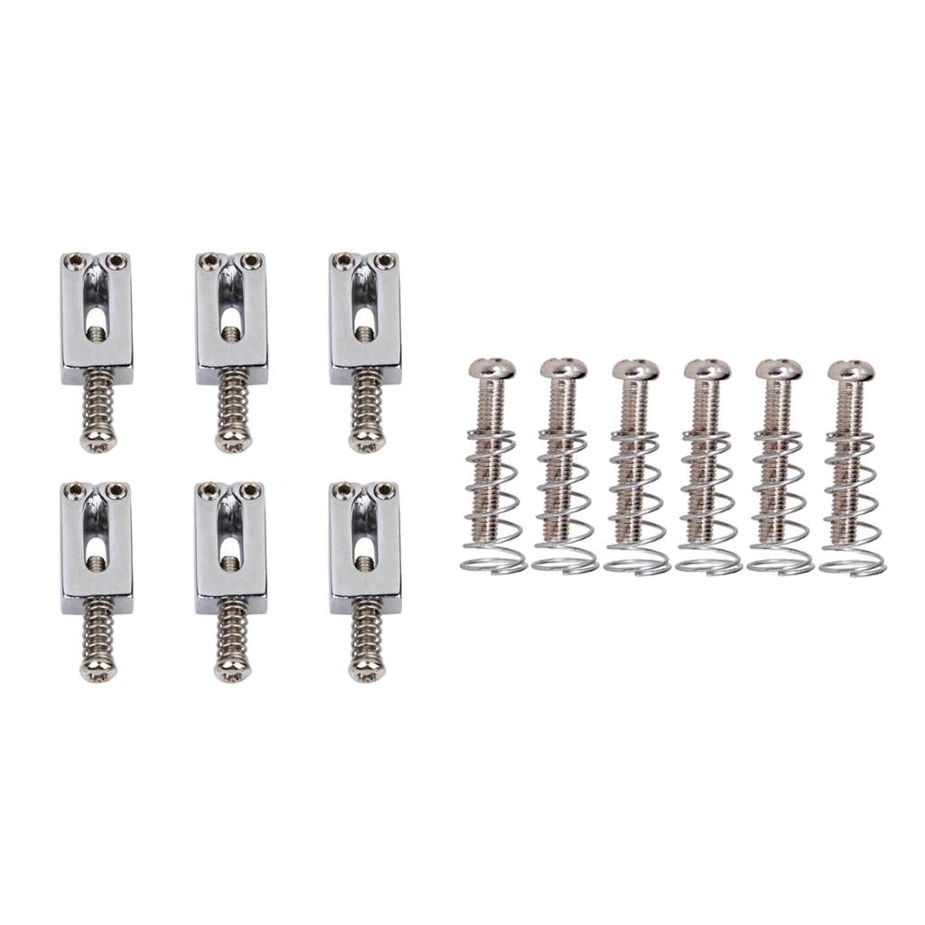 12 Pieces Electric Guitar Bass Bridge Tailpiece Saddles Screws w/ Springs
