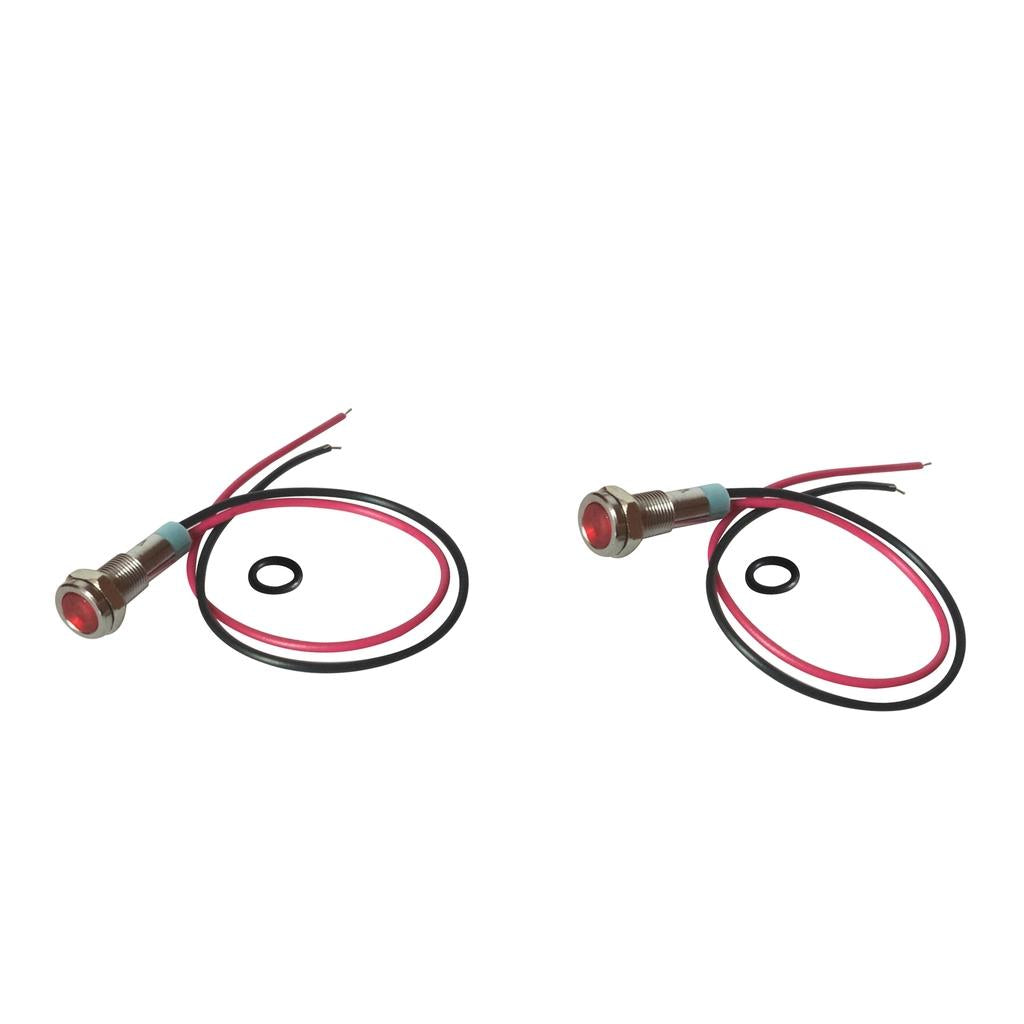2pcs 6mm LED Metal Indicator Light Waterproof Signal Pilot Dash Lamp 6V Red