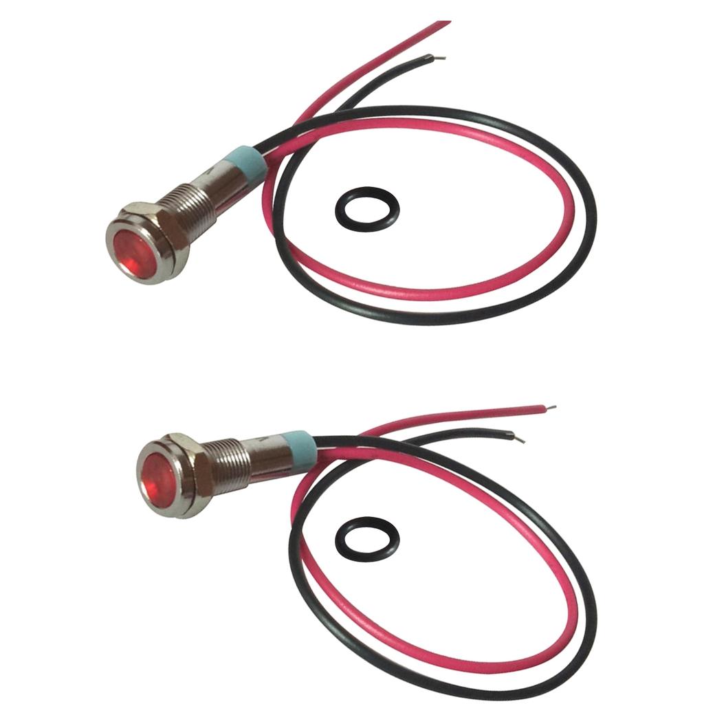 2pcs 6mm LED Metal Indicator Light Waterproof Signal Pilot Dash Lamp 6V Red