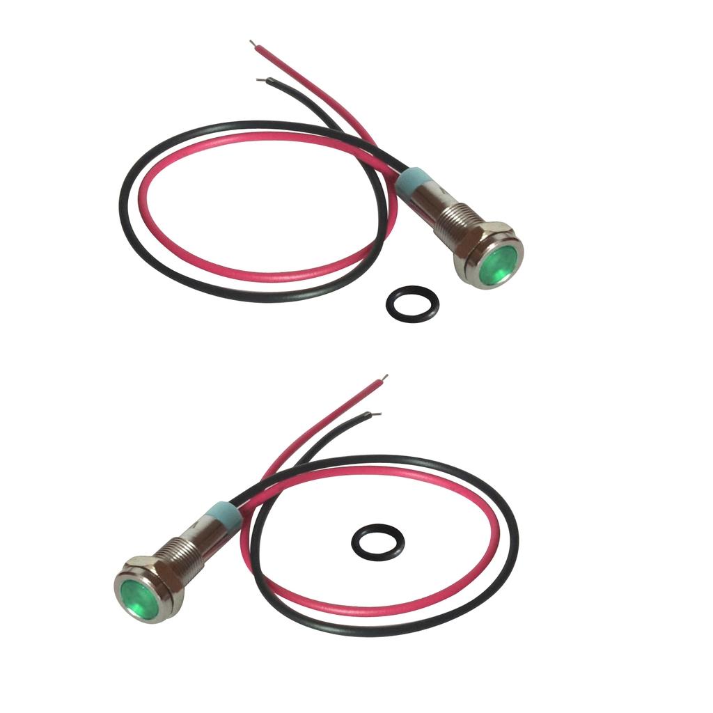 2pcs 6mm LED Indicator Light Waterproof Signal Pilot Dash Lamp DC 6V Green