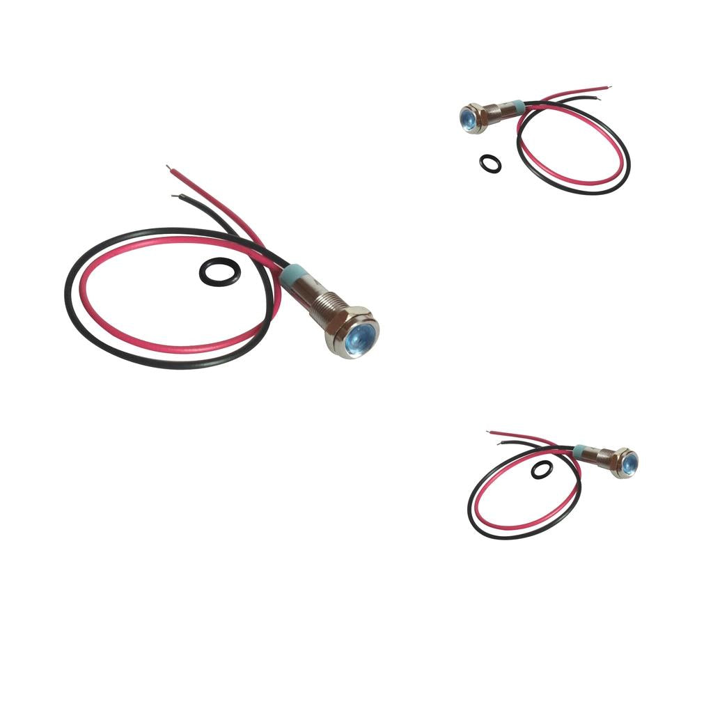 3pcs 6mm LED Indicator Light Waterproof Signal Pilot Dash Lamp DC 6V Blue
