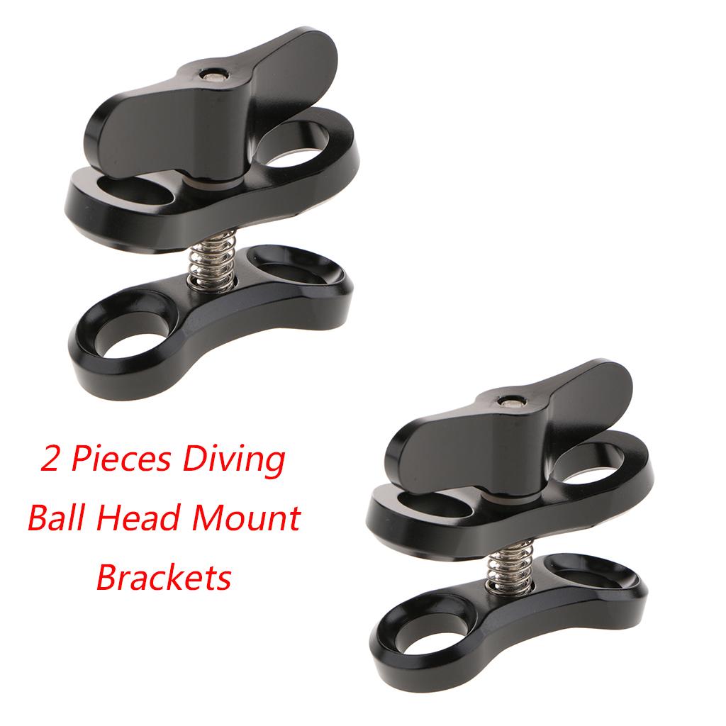 2Pieces Underwater Diving Ball Join Connector Clamp Mount Arm for Flashlight