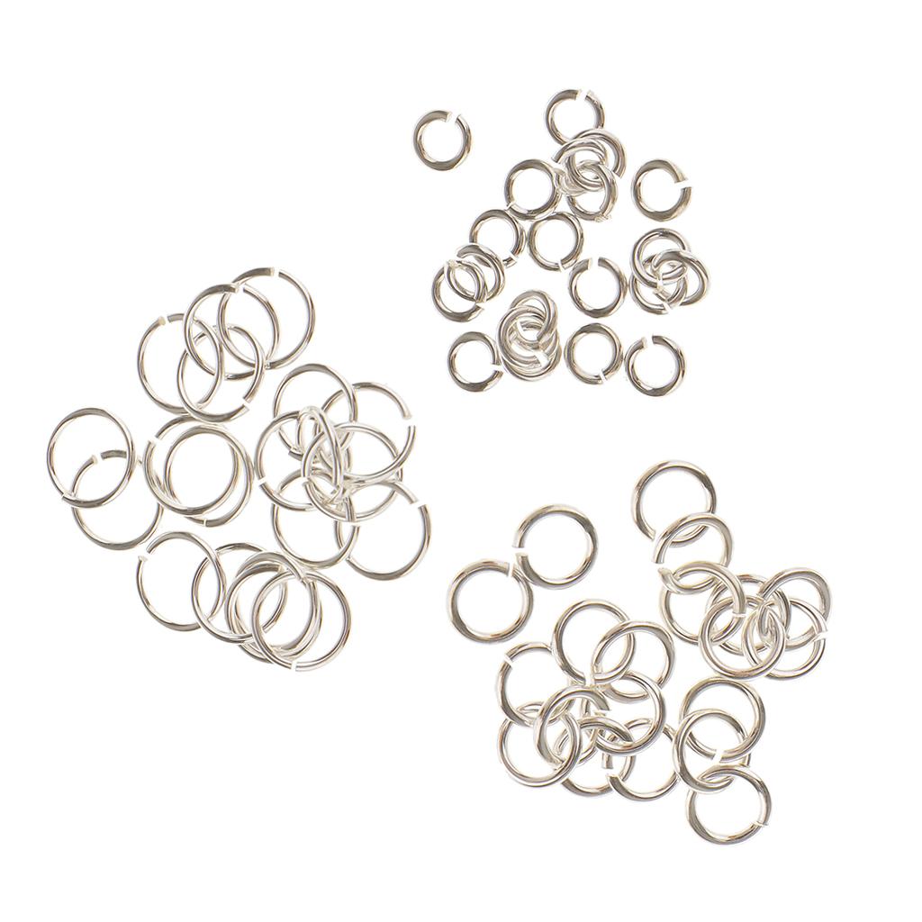 60 Pieces 3mm 4mm 6mm Mixed Jewelry Findings Sterling Silver Open Jump Rings