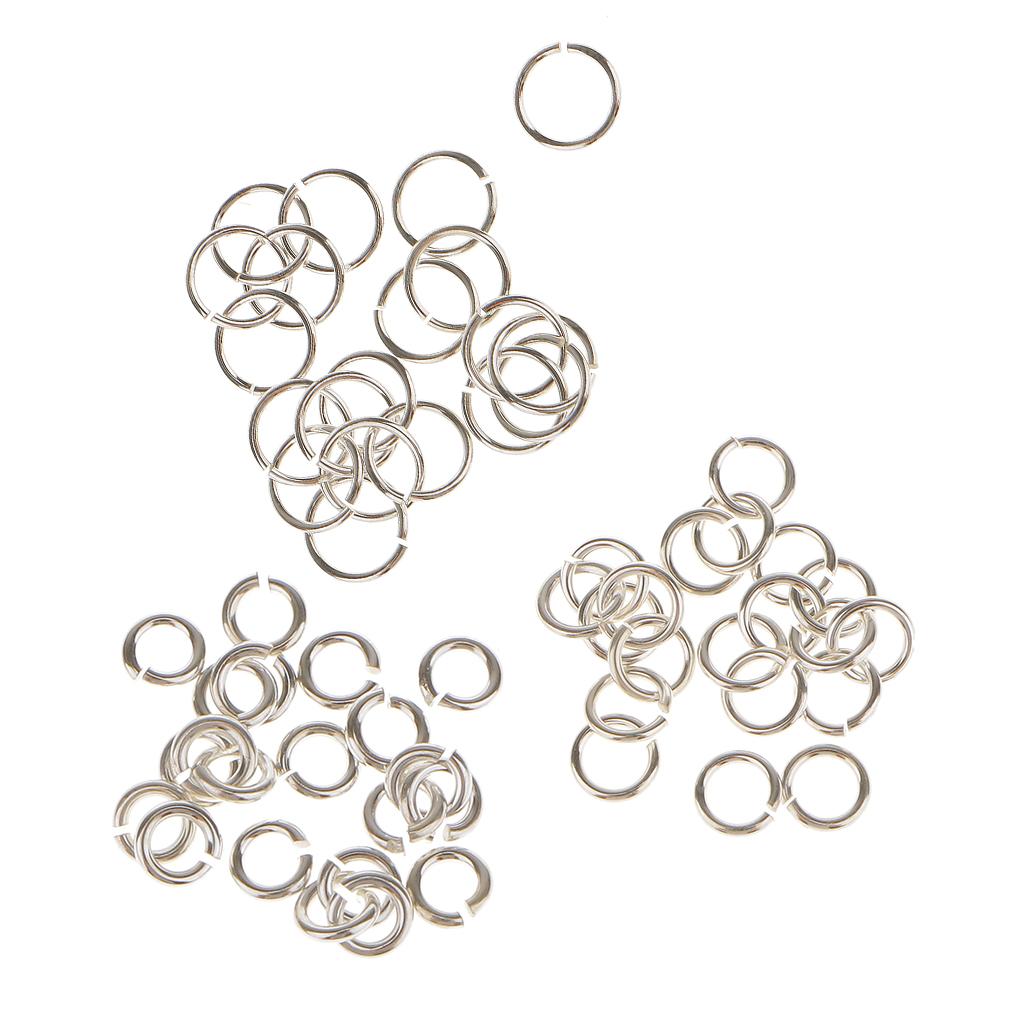 60 Pieces 3mm 4mm 6mm Mixed Jewelry Findings Sterling Silver Open Jump Rings
