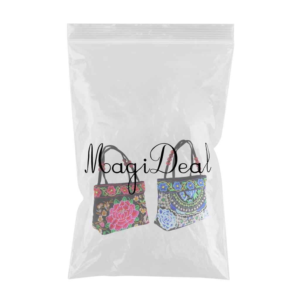 2Pcs Embroidery Travel Shoulder Bag Double Faced Flower Handmade Women Bag