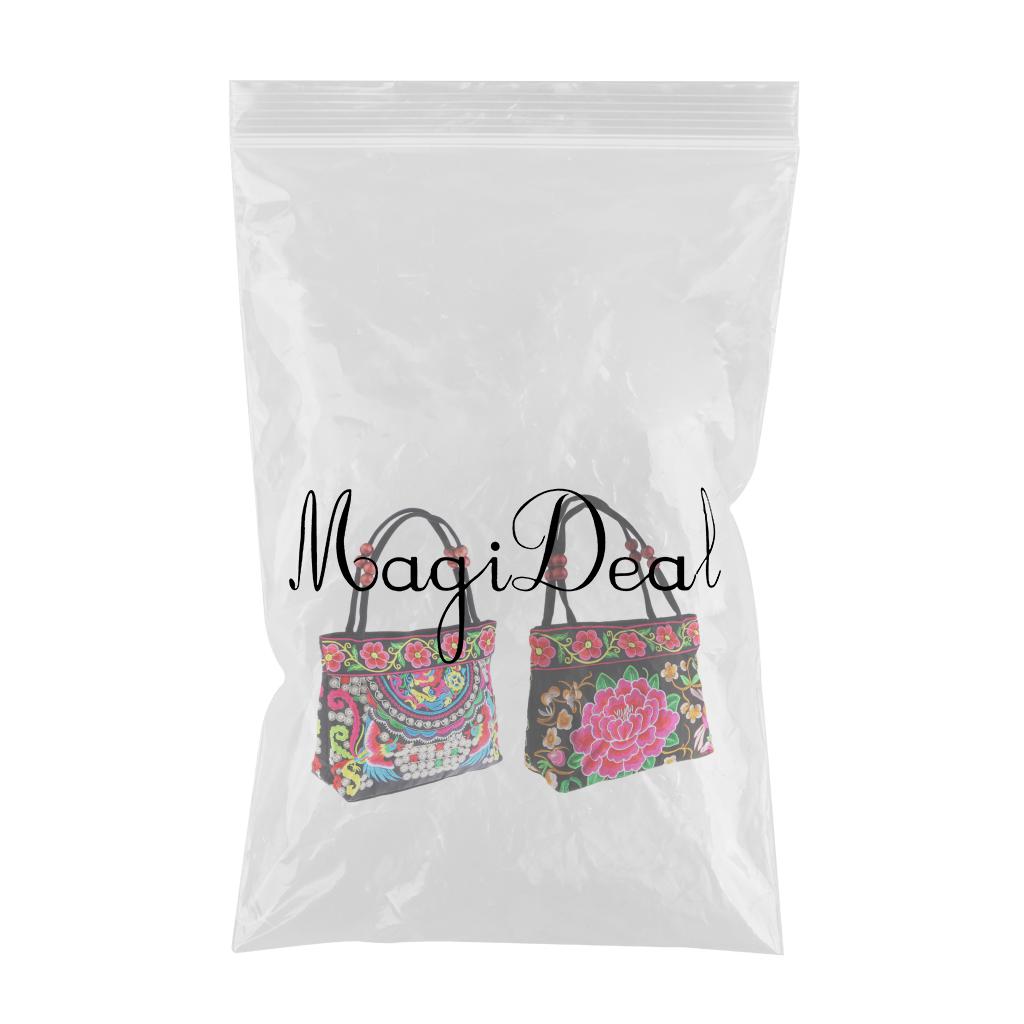 2x Embroidery Travel Shoulder Bag Double Faced Flower Handmade Women Bags