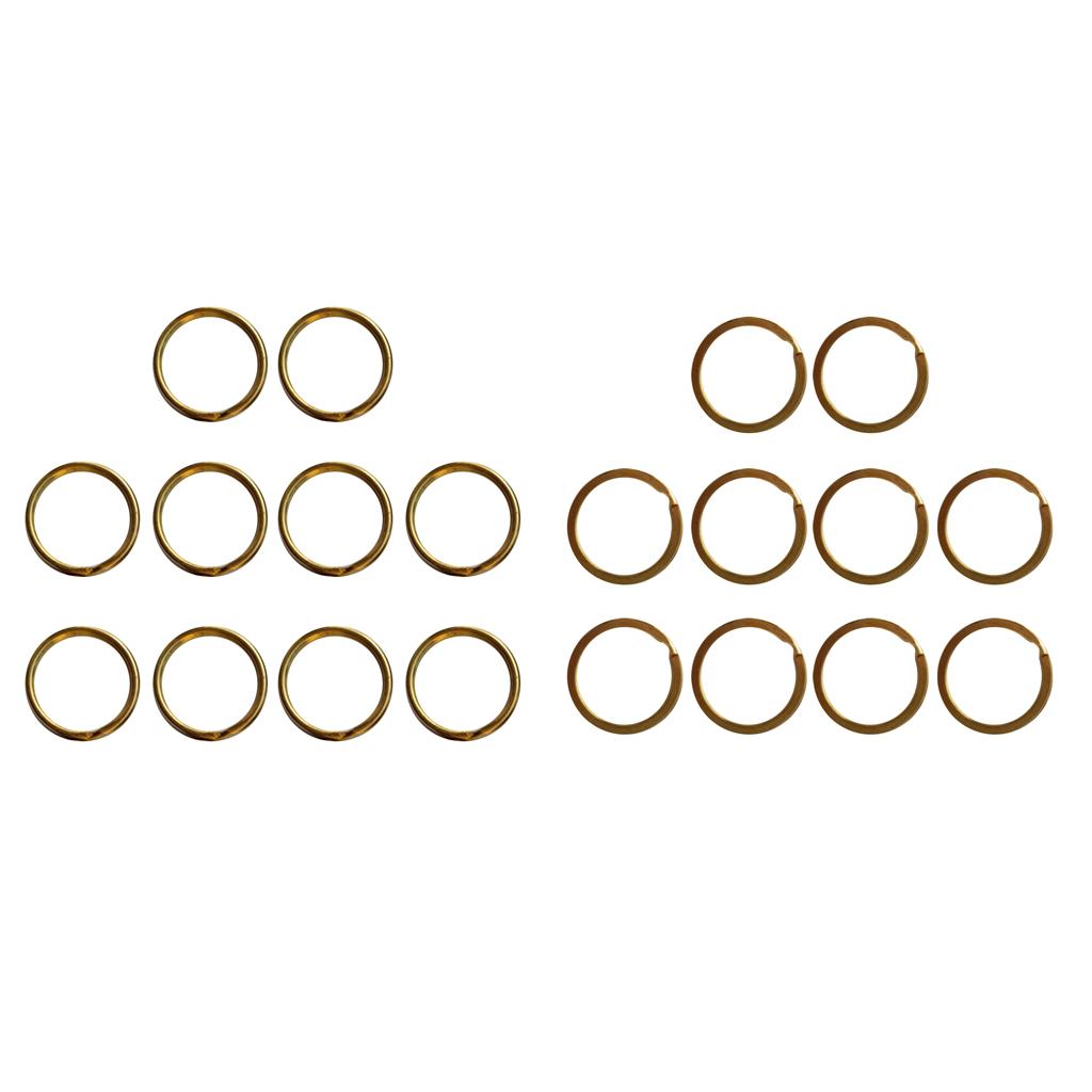 20 Pieces Brass Flat and Round Split Key Chain Rings Key Holder Craft 30mm