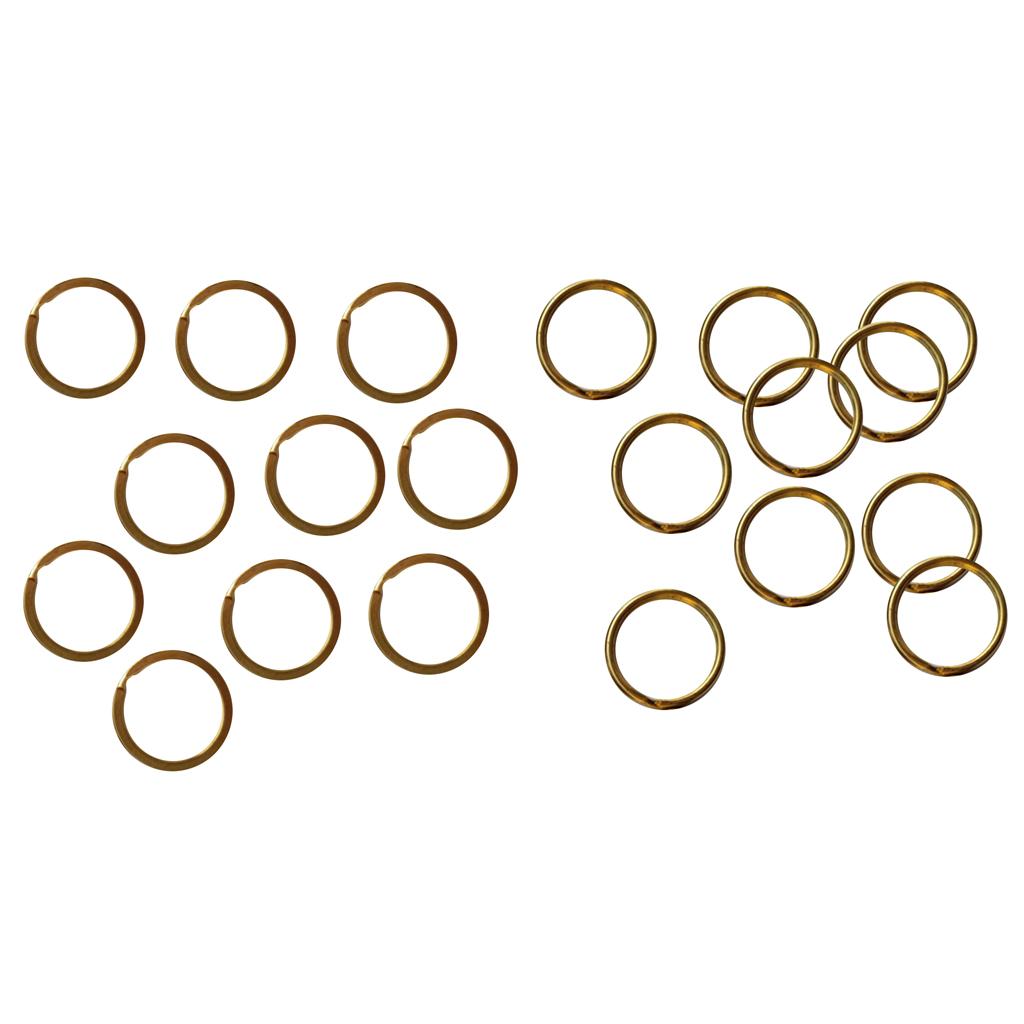 20 Pieces Brass Flat and Round Split Key Chain Rings Key Holder Craft 30mm