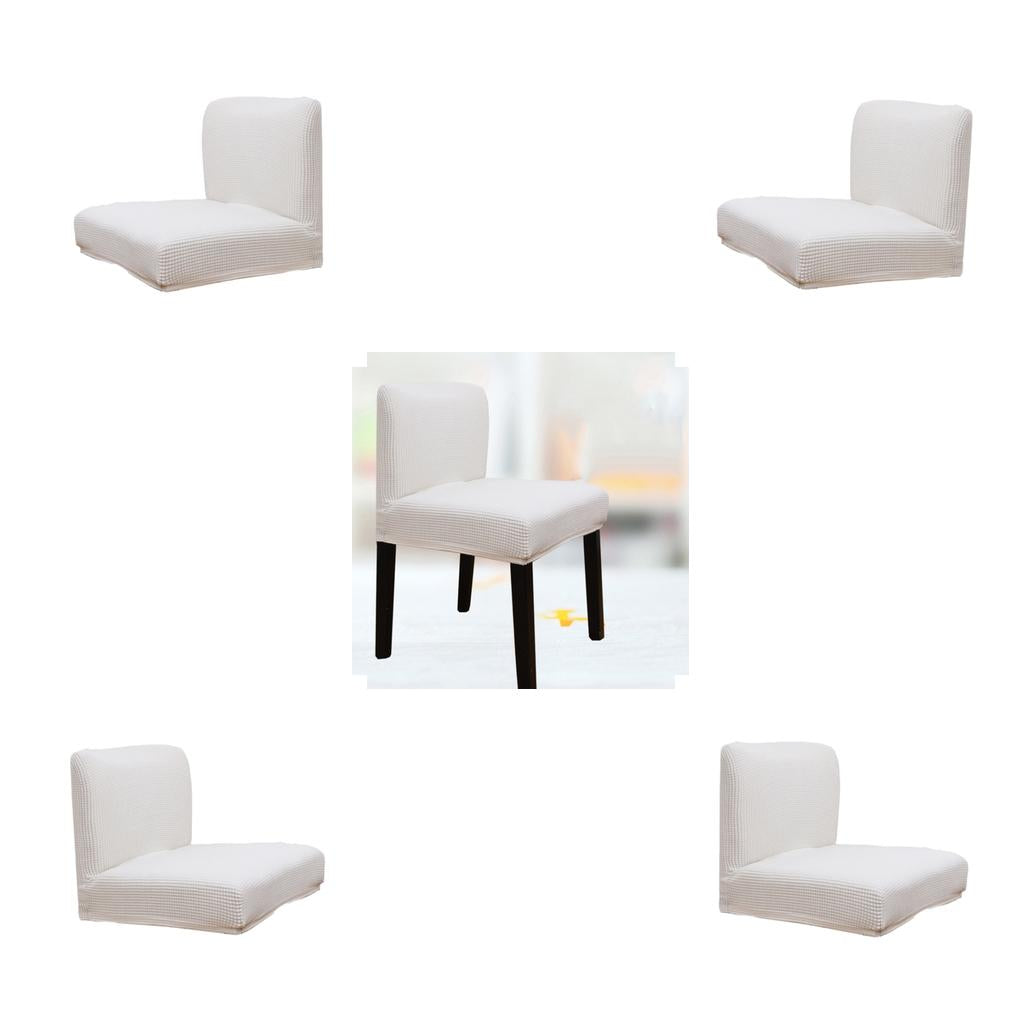 4pcs Upscale Jacquard Stretch Dining Room Chair Slipcover Stool Cover White