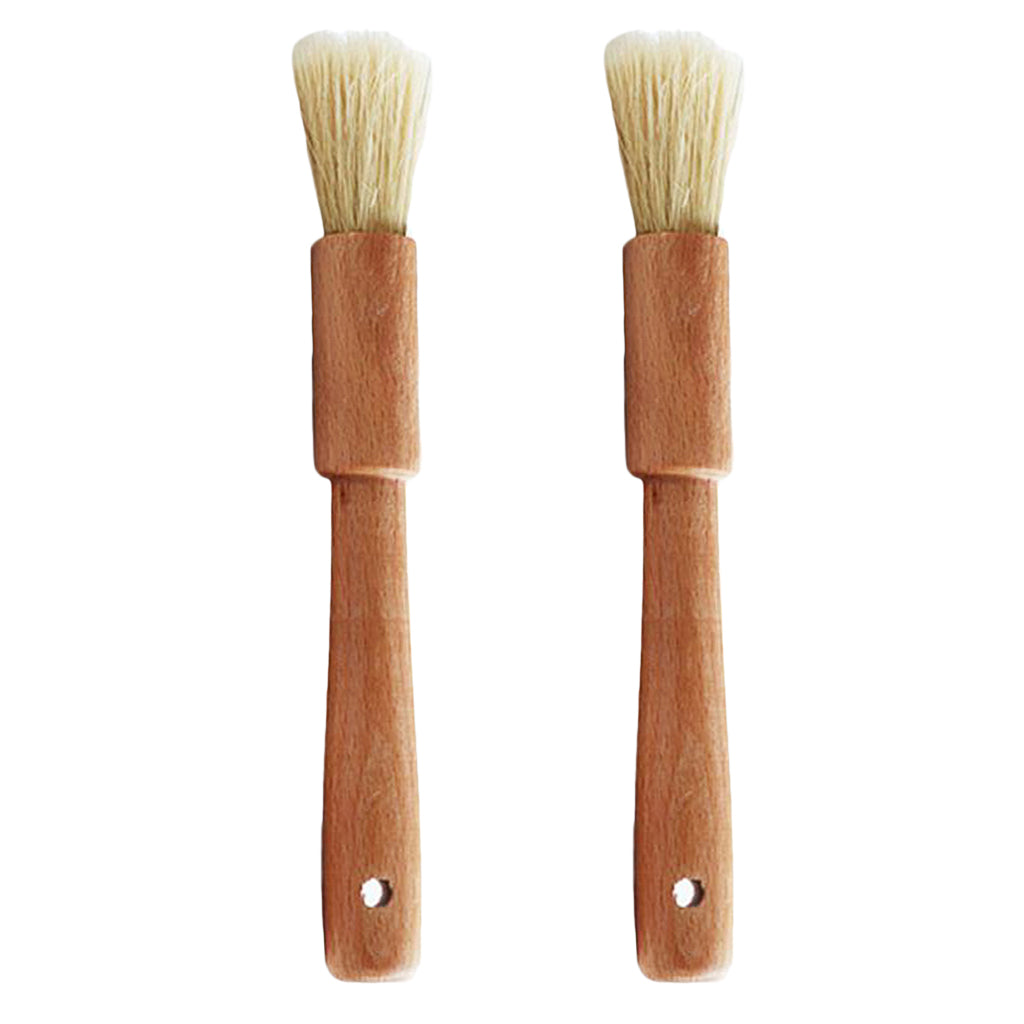2 pieces Wooden handle Oil Brush Baking Bakeware Bread Cook Pastry BBQ Brush