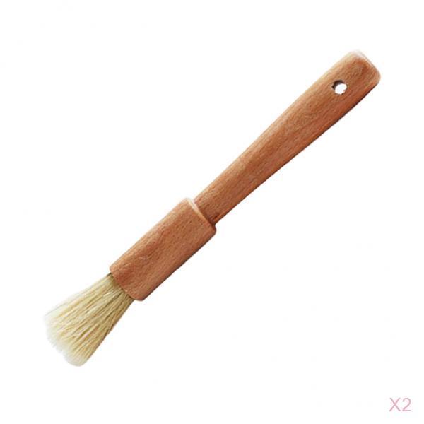 2 pieces Wooden handle Oil Brush Baking Bakeware Bread Cook Pastry BBQ Brush