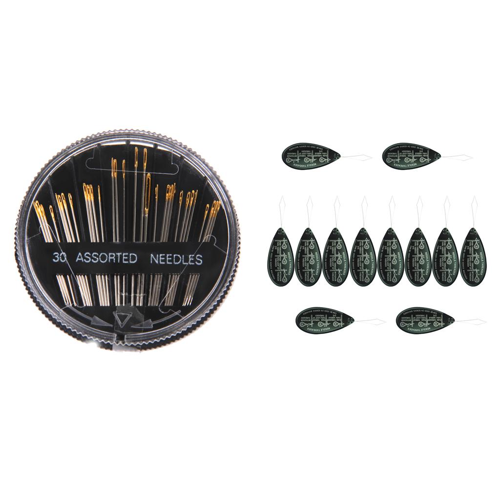 1 Set Sewing Tool Bag Bow Wire Stitch Insert and 30pcs Hand Sewing Needles