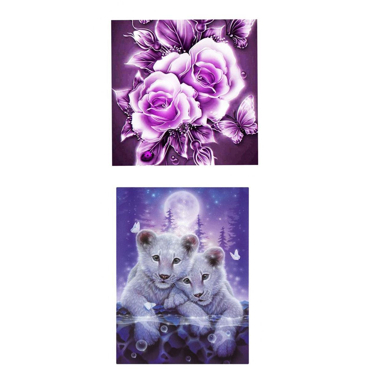 5D Diamond Embroidery Painting Animal Tiger & Flower Cross Stitch Art Kit