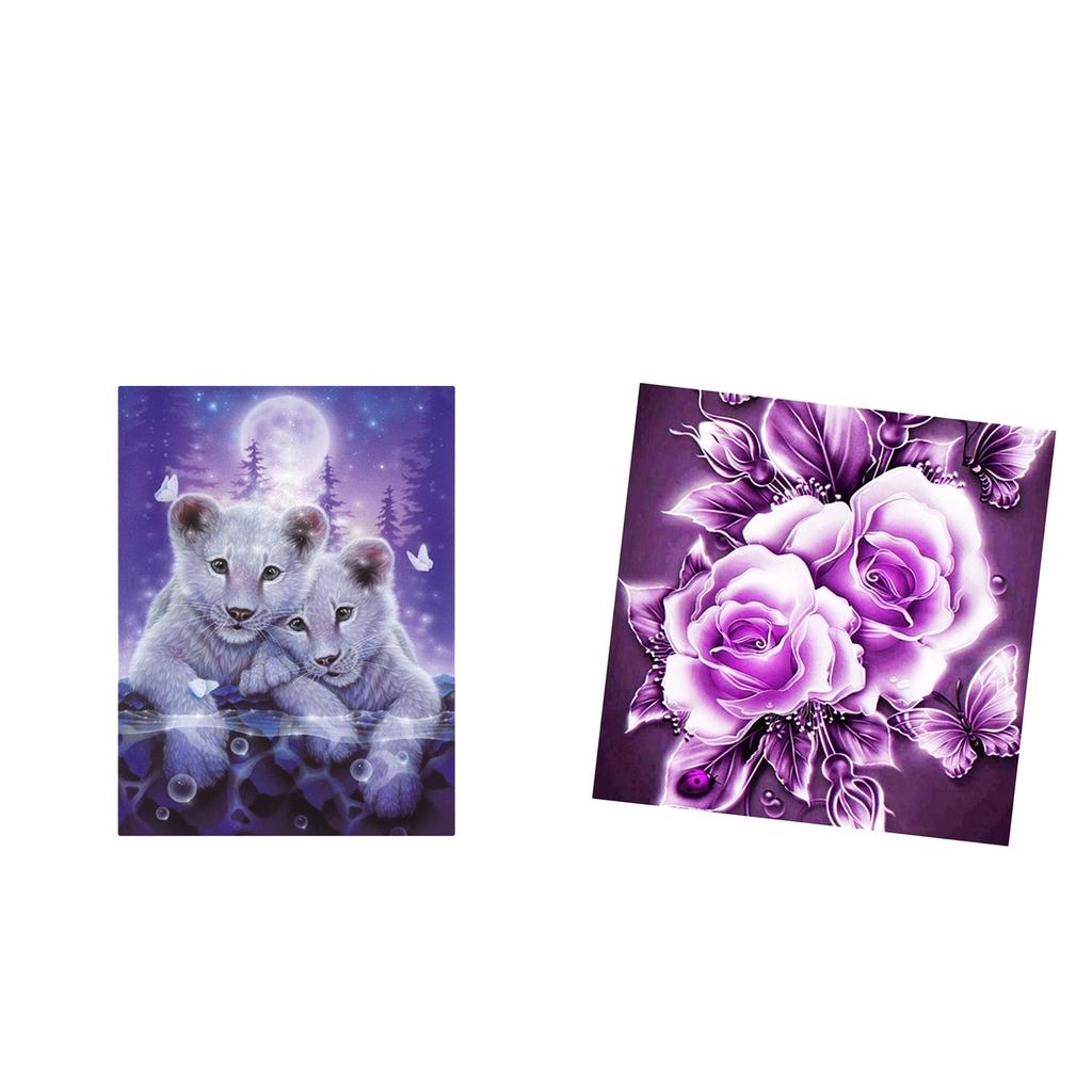 5D Diamond Embroidery Painting Animal Tiger & Flower Cross Stitch Art Kit