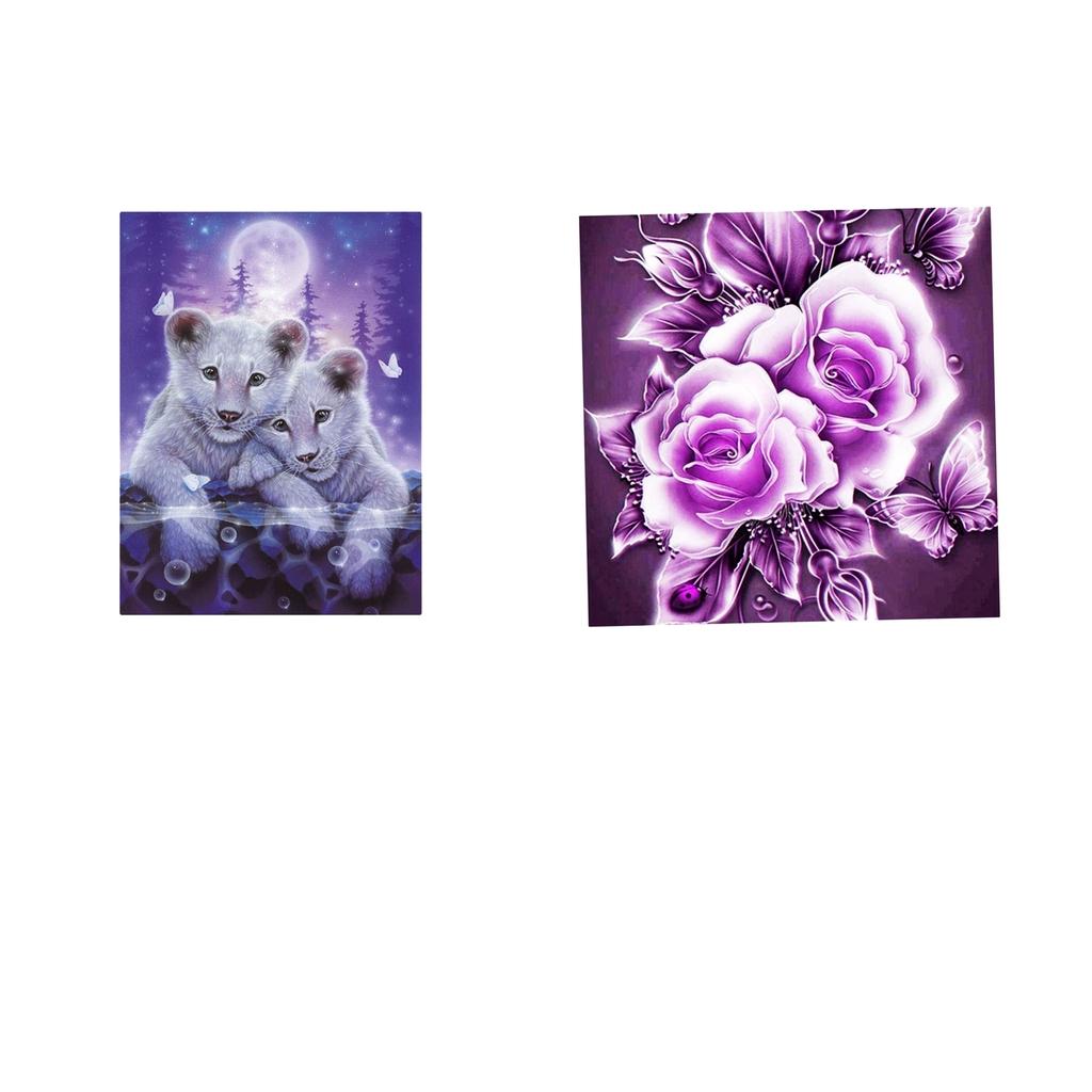 5D Diamond Embroidery Painting Animal Tiger & Flower Cross Stitch Art Kit