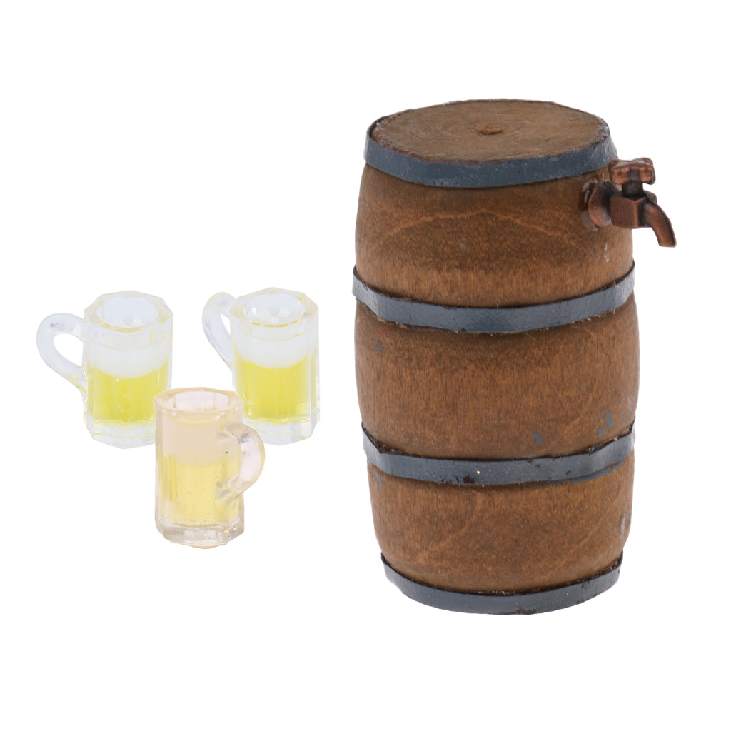 1:12 Dollhouse Beer Mug +Dollhouse Miniature Beer Barrel Beer Mug
