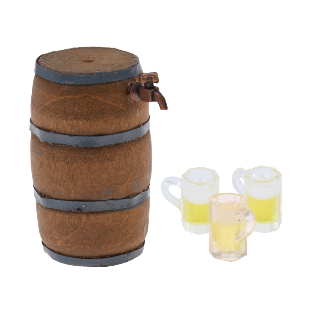1:12 Dollhouse Beer Mug +Dollhouse Miniature Beer Barrel Beer Mug