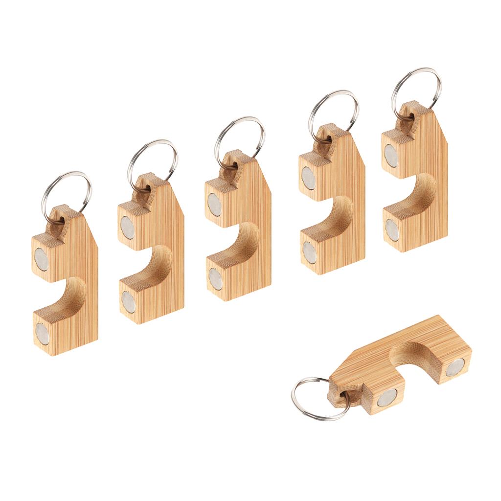 6pcs Wooden Fly Fishing Rod Rack Holder Magnetic Rod Guard Transport System
