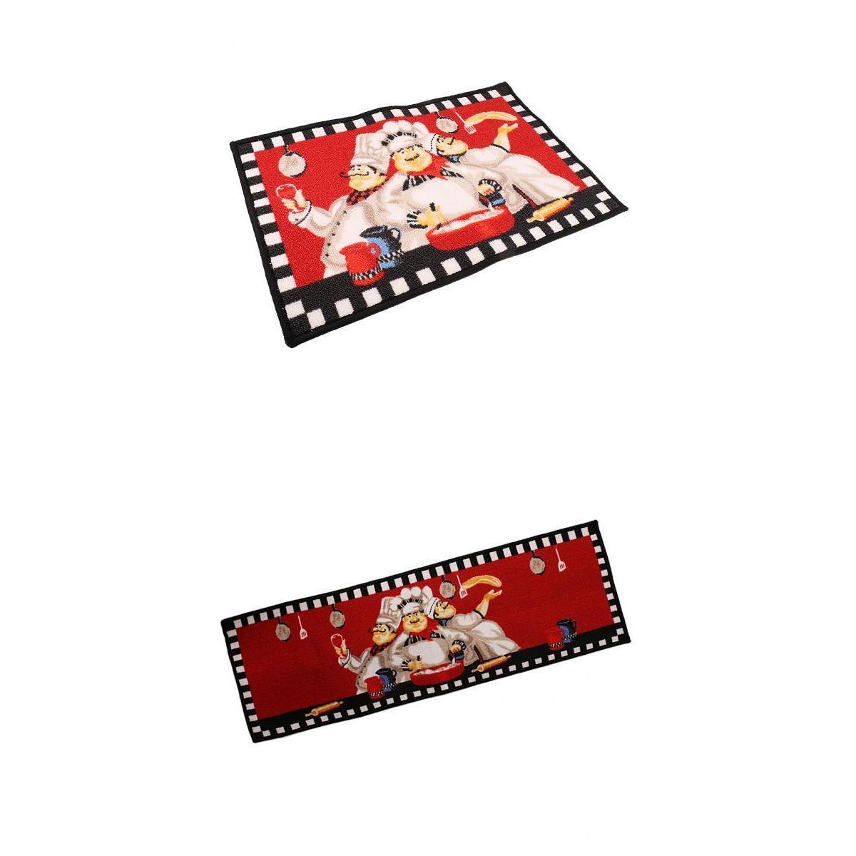 2 Pcs Pack Chef Kitchen Area Rug Anti-Skid Living Bedroom Floor Mat Carpets
