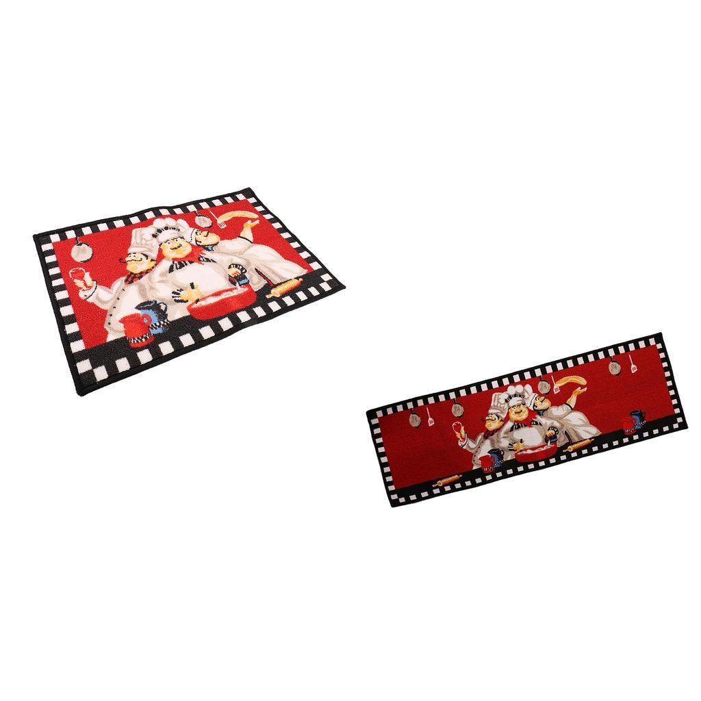 2 Pcs Pack Chef Kitchen Area Rug Anti-Skid Living Bedroom Floor Mat Carpets