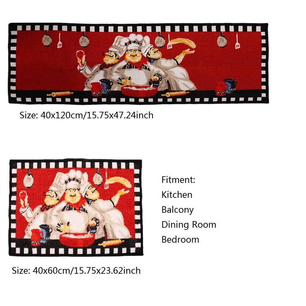 2 Pcs Pack Chef Kitchen Area Rug Anti-Skid Living Bedroom Floor Mat Carpets