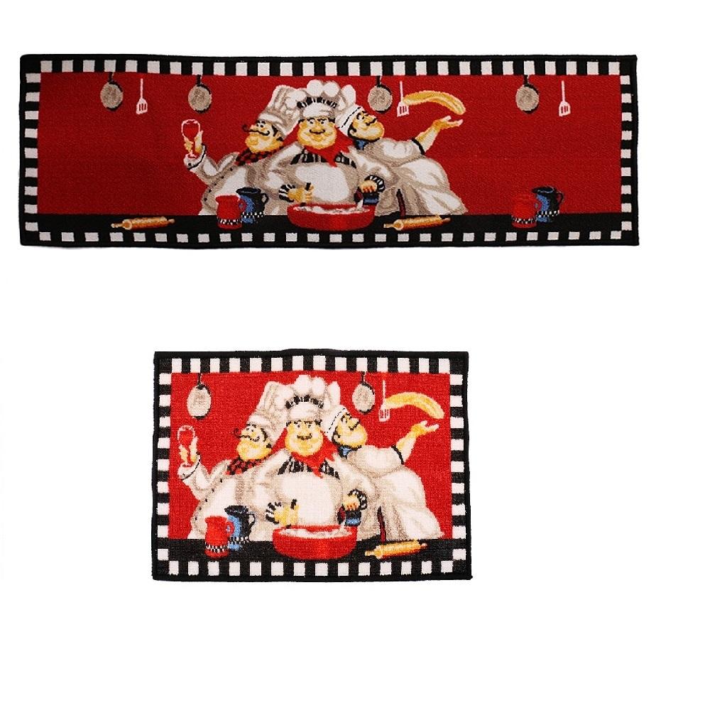 2 Pcs Pack Chef Kitchen Area Rug Anti-Skid Living Bedroom Floor Mat Carpets