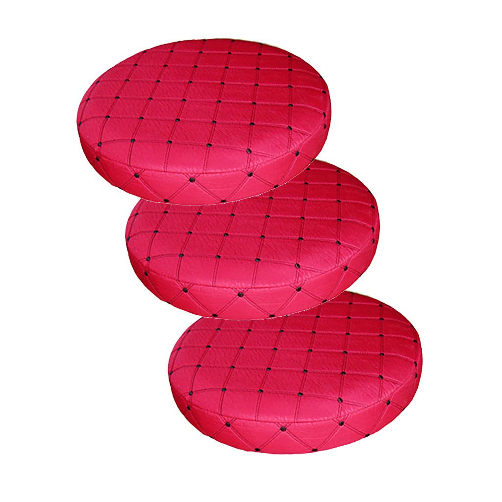 3Pcs 35cm Bar Stool Cover Round Lift Chair Seat Sleeve Polyester Salon Red
