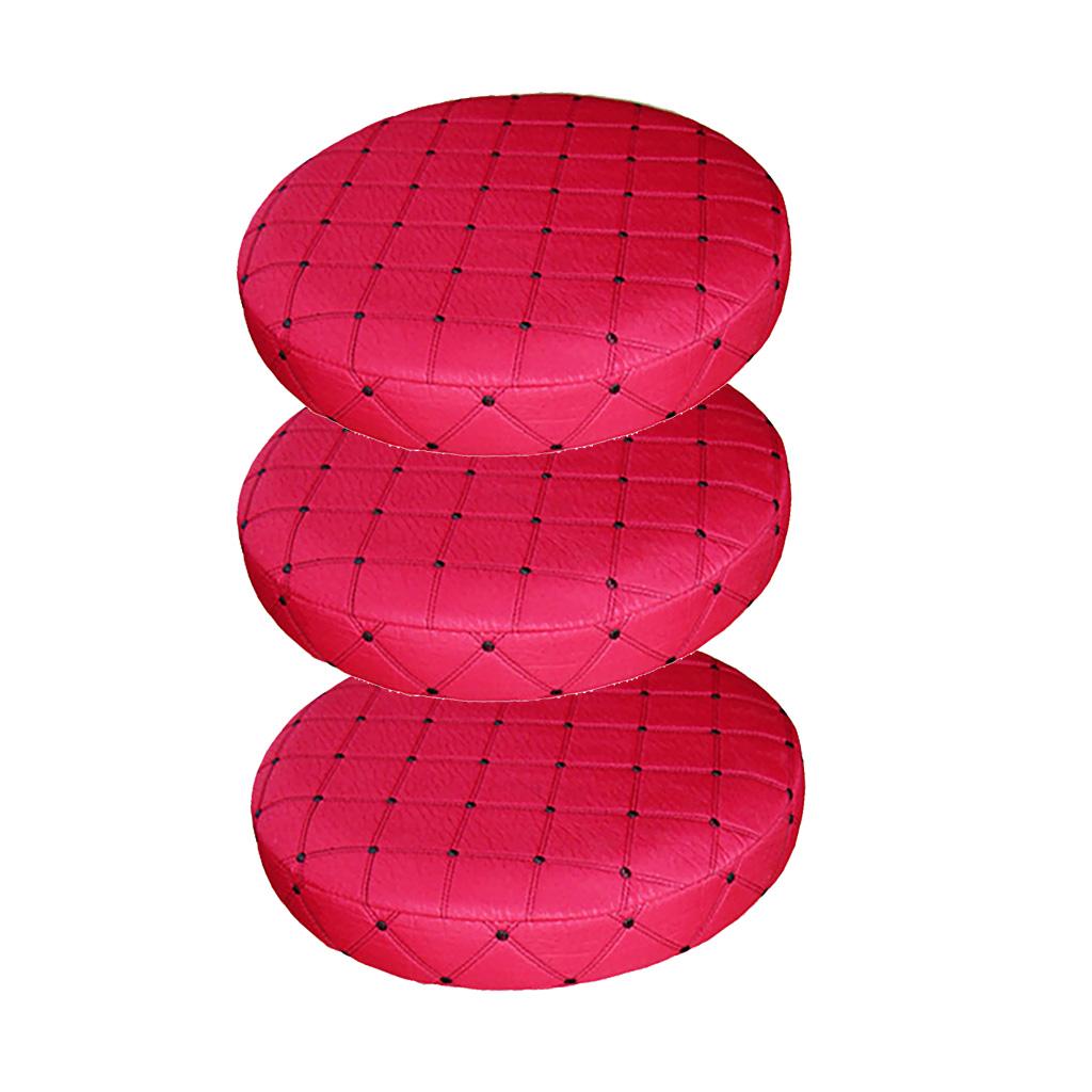 3Pcs 35cm Bar Stool Cover Round Lift Chair Seat Sleeve Polyester Salon Red