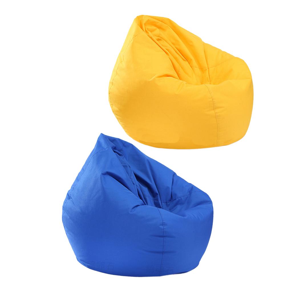 2PCS Large Adult Size Bean Bag Cover Toy Clothes Storage Yellow and Blue
