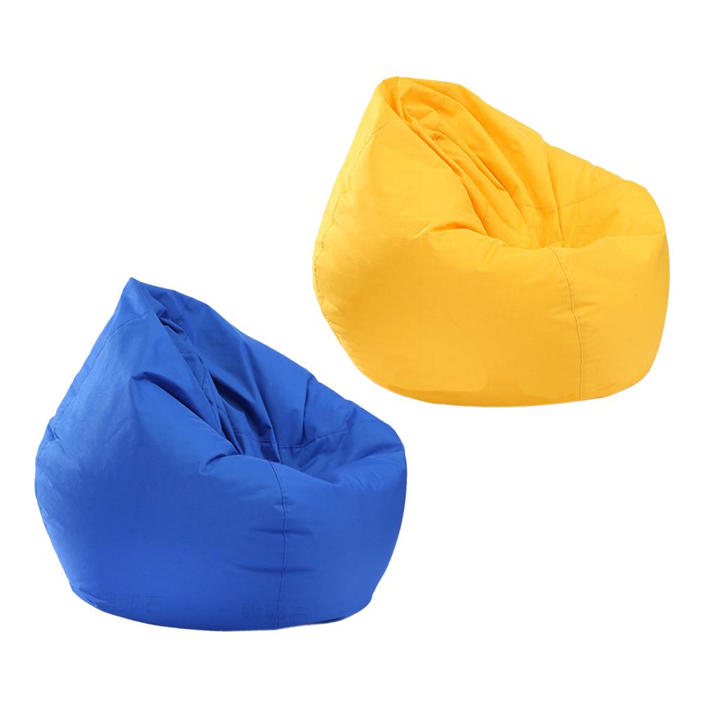 2PCS Large Adult Size Bean Bag Cover Toy Clothes Storage Yellow and Blue
