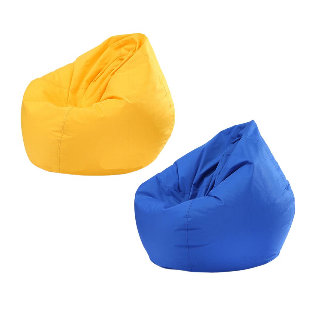 2PCS Large Adult Size Bean Bag Cover Toy Clothes Storage Yellow and Blue