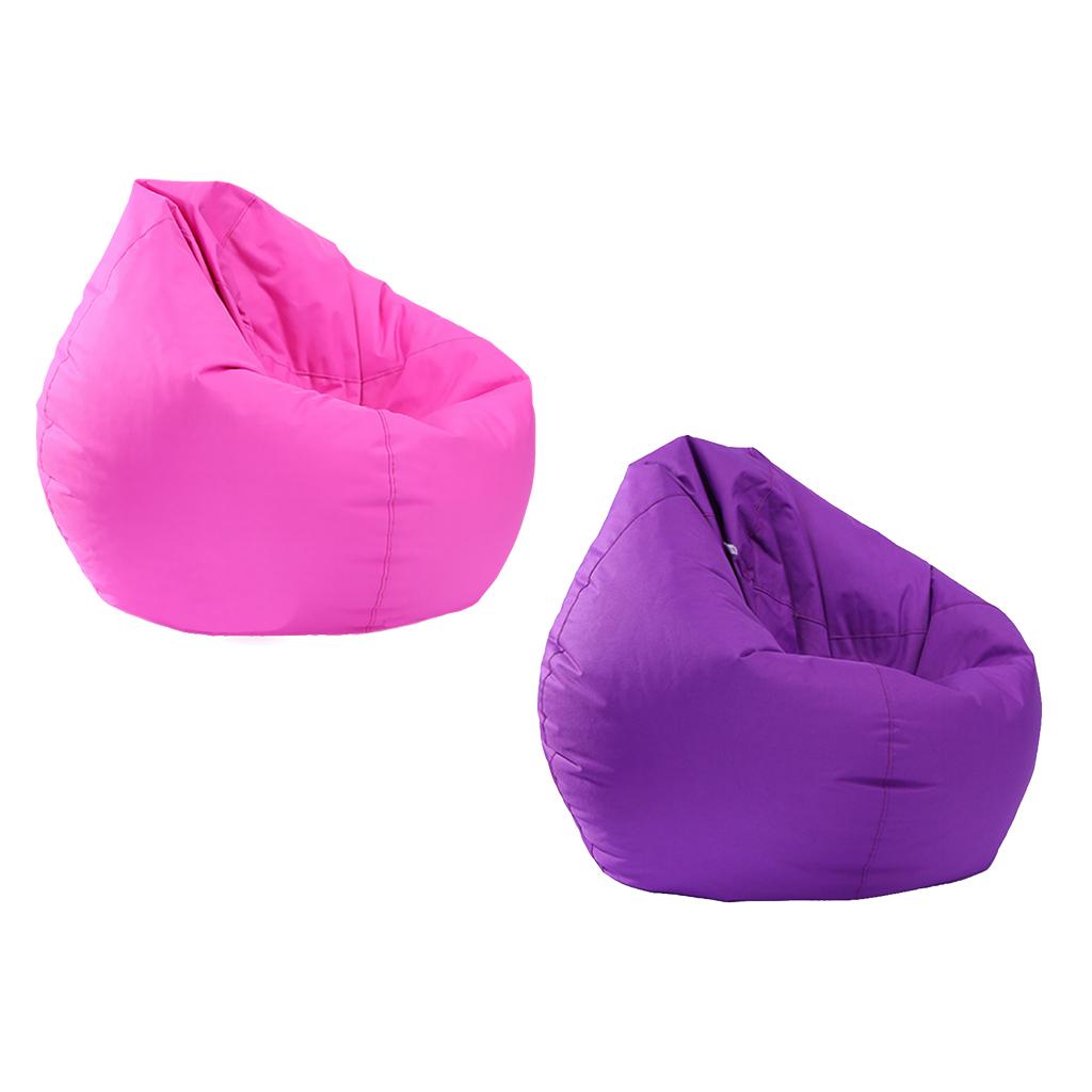 2PCS Large Adult Size Bean Bag Cover Toy Clothes Storage Purple, Rose Red