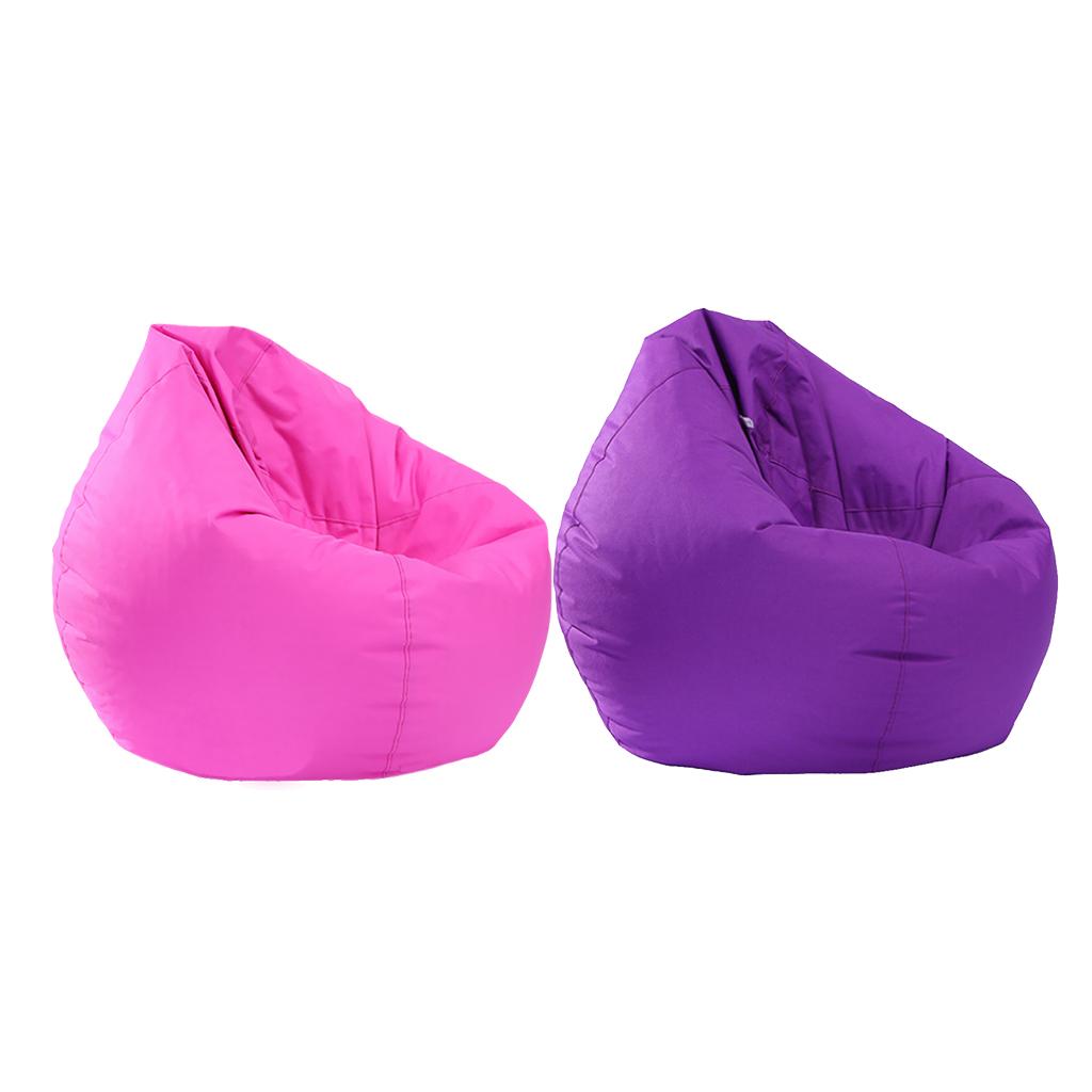 2PCS Large Adult Size Bean Bag Cover Toy Clothes Storage Purple, Rose Red
