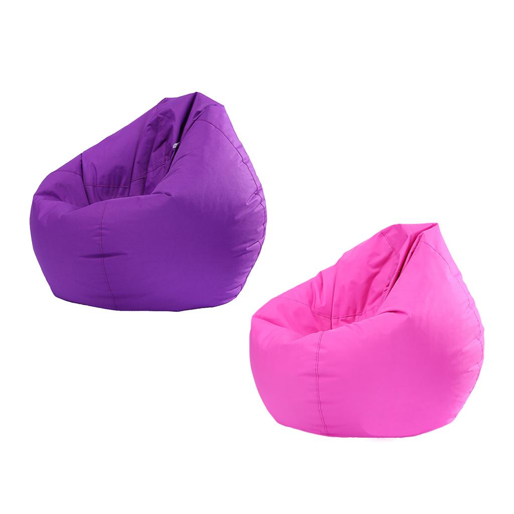 2PCS Large Adult Size Bean Bag Cover Toy Clothes Storage Purple, Rose Red