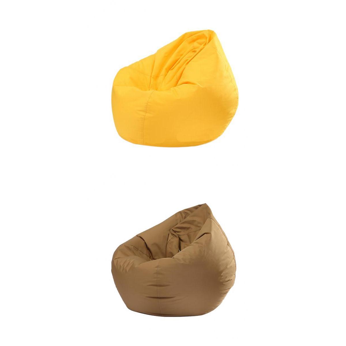 2PCS Large Adult Size Bean Bag Cover Toy Clothes Storage Yellow and Coffee