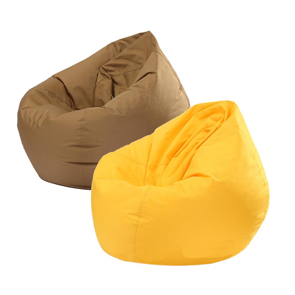2PCS Large Adult Size Bean Bag Cover Toy Clothes Storage Yellow and Coffee